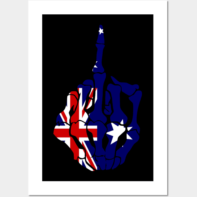 Skeleton Middle Finger Australia Flag Wall Art by GoodSirWills Place